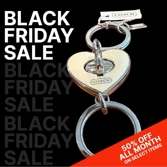 Coach turnlock heart shaped valet fob in silver tone & cream enamel NWT - Picture 7 of 13